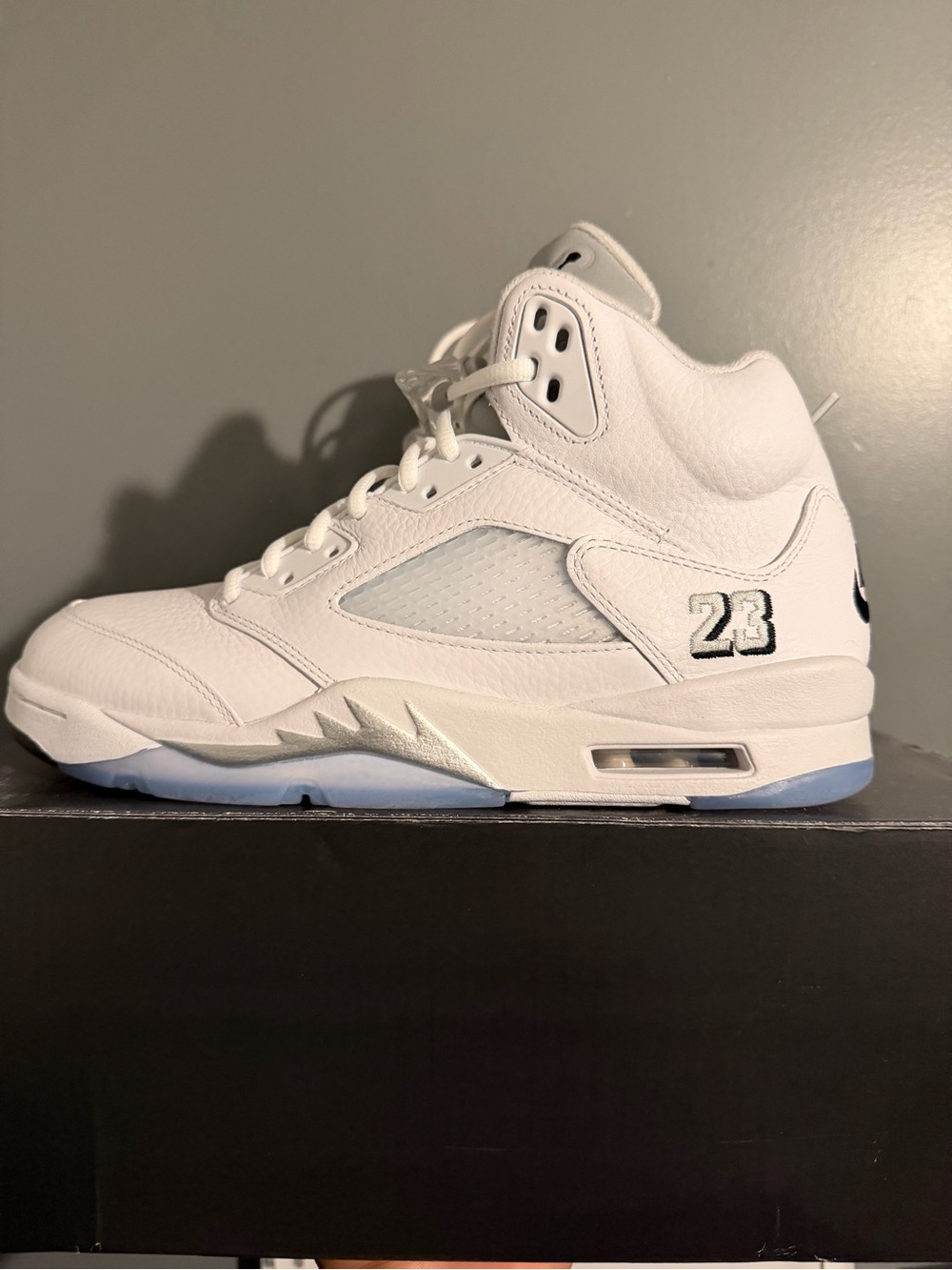 Air Jordan 5 white metallic